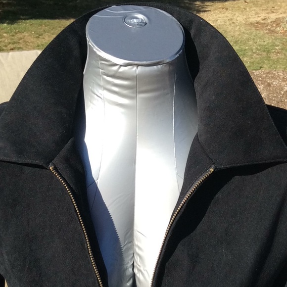 Black Microsuede Jacket with Zipper Size 6 - Picture 5 of 8